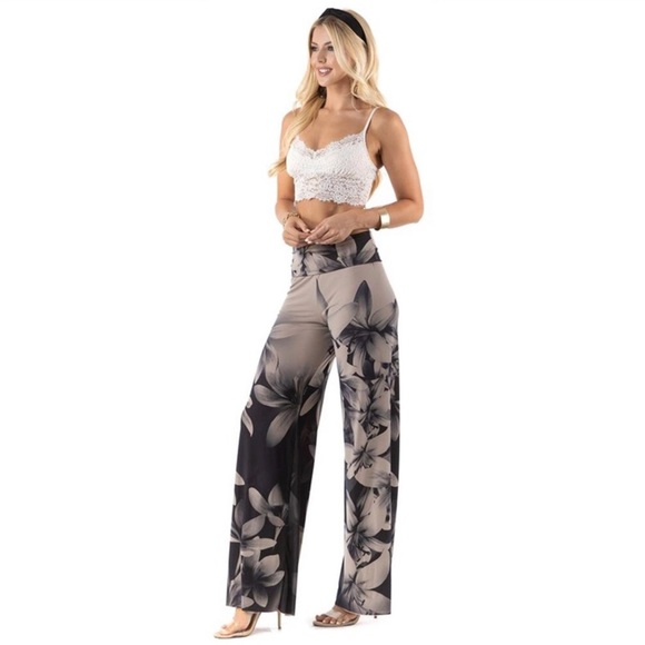 Lily Print Palazzo Lounge Beach Pants NWT - Picture 7 of 13